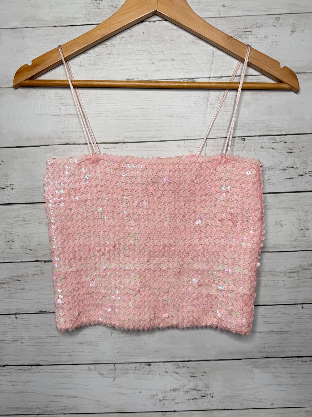 Vintage Y2K Victoria’s Secret Moda International Pink Sequin Stretch Cami Top 10